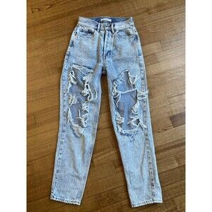 Pacsun Y2K Sz 23 Jeans Ultra High Rise Distressed Acid Wash Grunge Streetwear